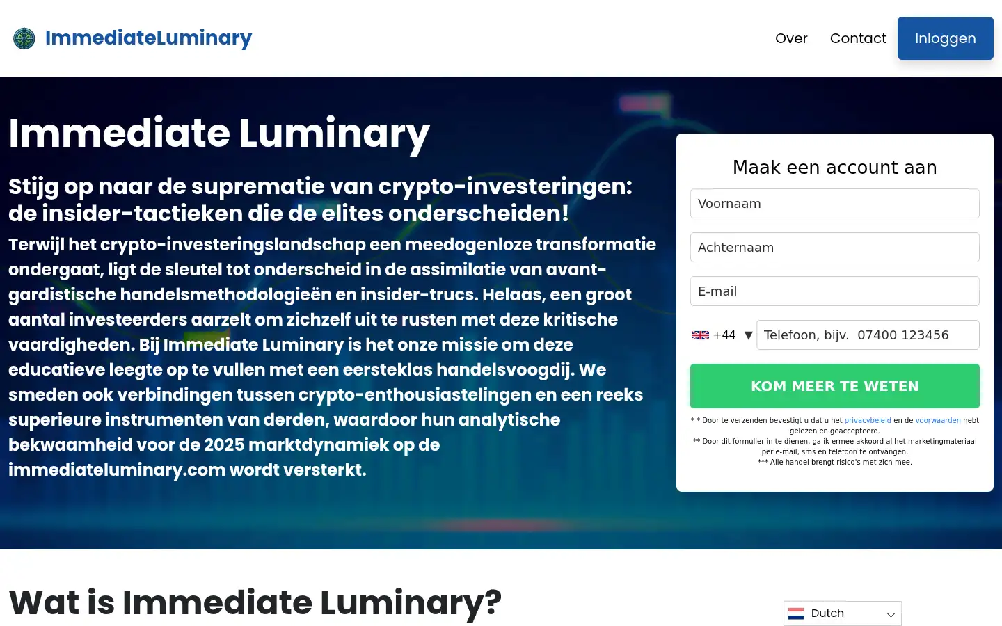 Screenshot of immediateluminary.com