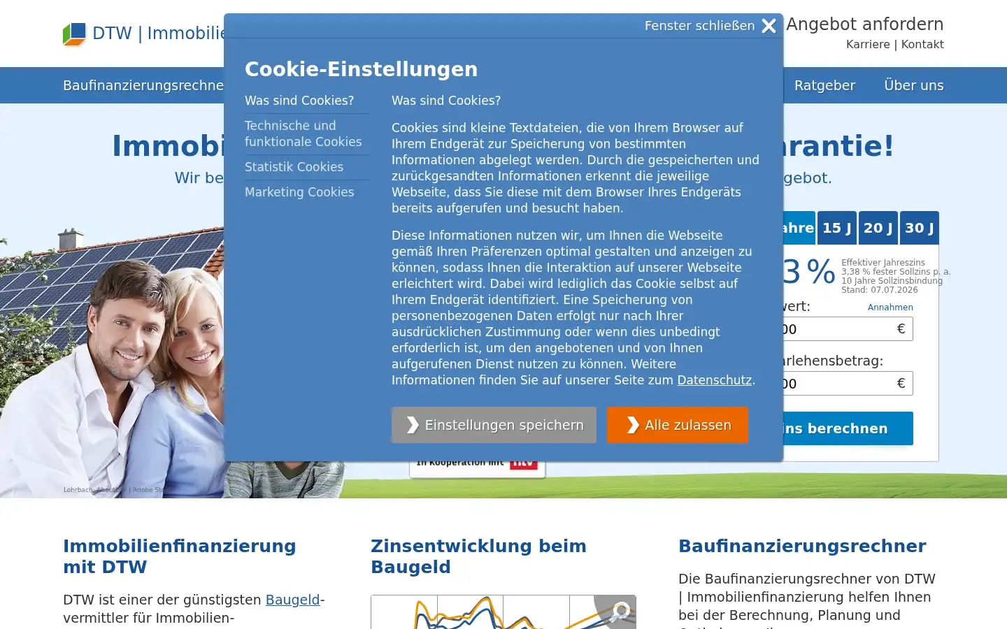 Screenshot of immobilienfinanzierung.de