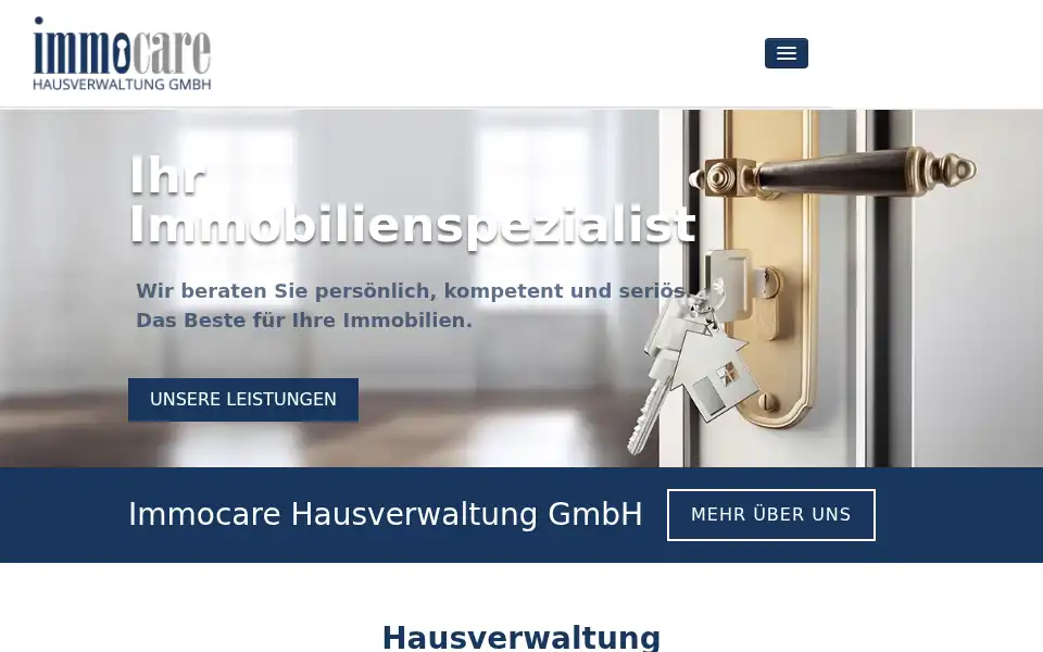 Screenshot of immocare-hausverwaltung.de