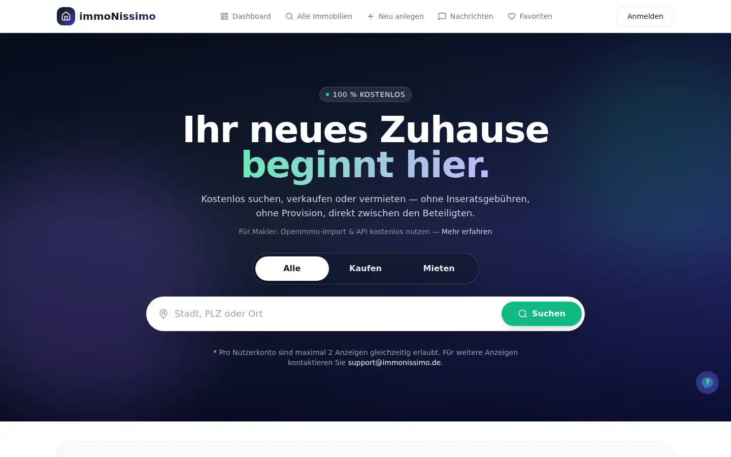 Screenshot of immonissimo.de