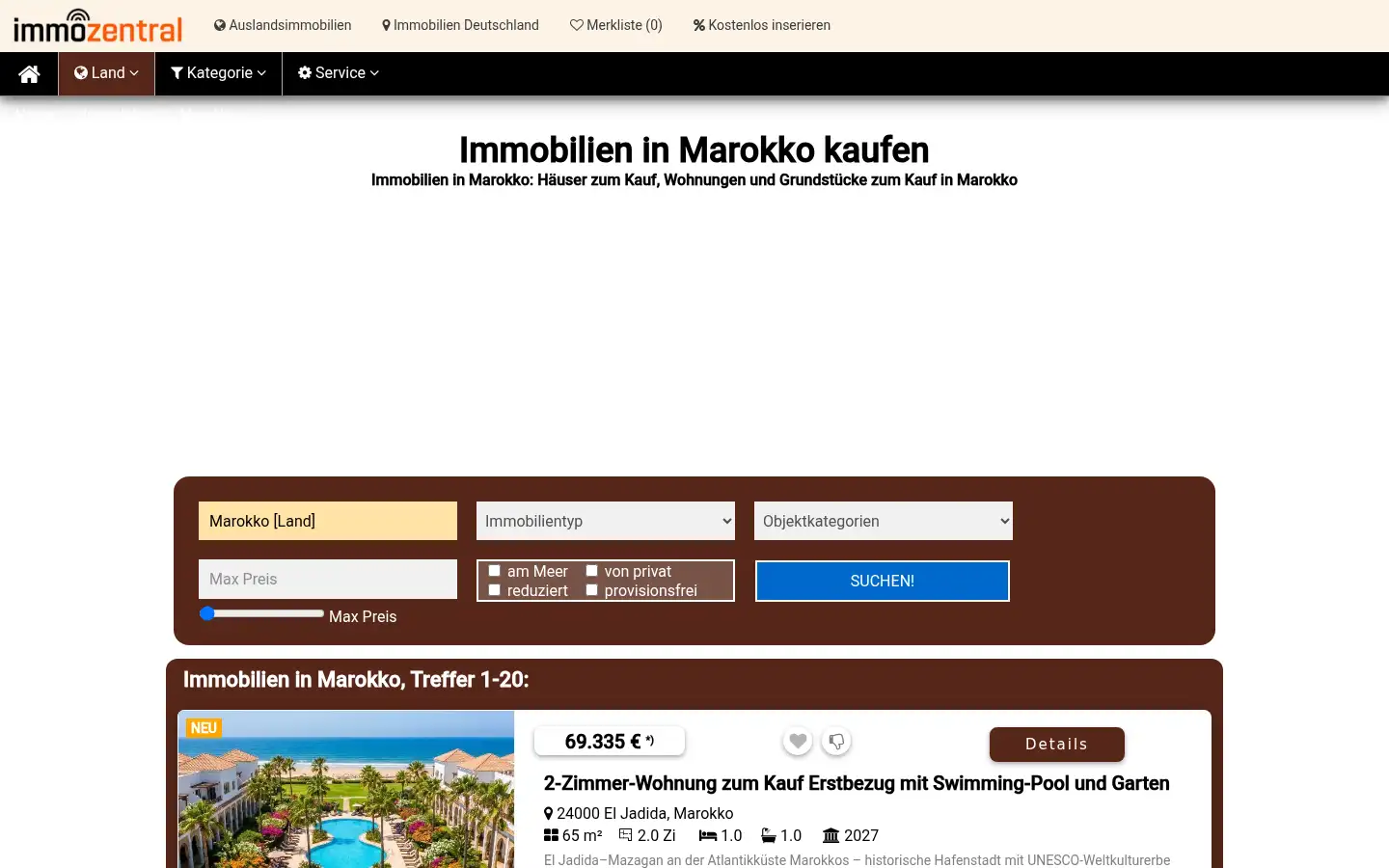 Screenshot of immozentral.com