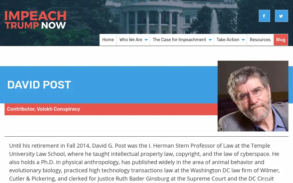 Screenshot of impeachdonaldtrumpnow.org