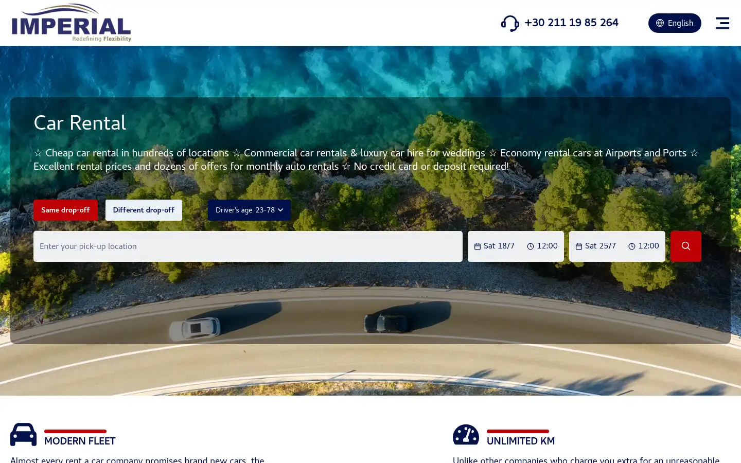 Screenshot of imperial-car-rental.com