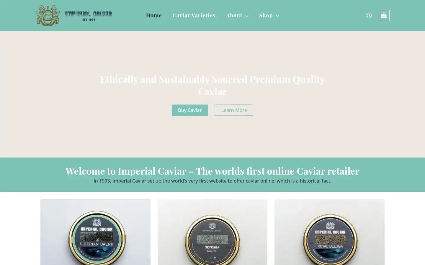 Screenshot of imperialcaviar.co.uk