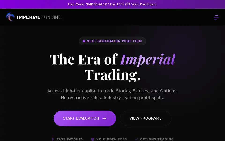 Screenshot of imperialtraderfunding.com