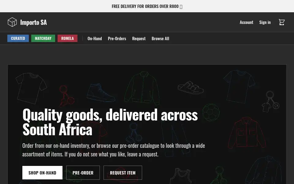Screenshot of importosa.co.za