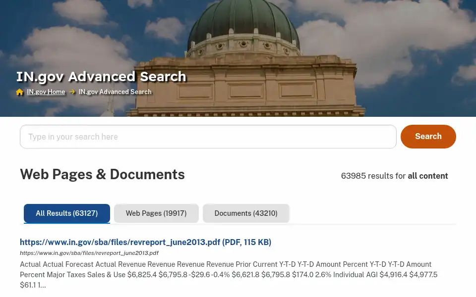 Screenshot of in.gov
