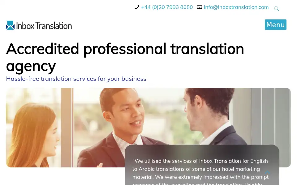 Screenshot of inboxtranslation.com