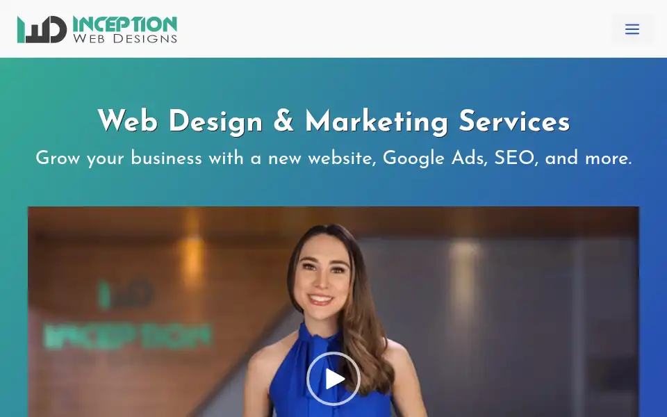 Screenshot of inceptionwebdesigns.com