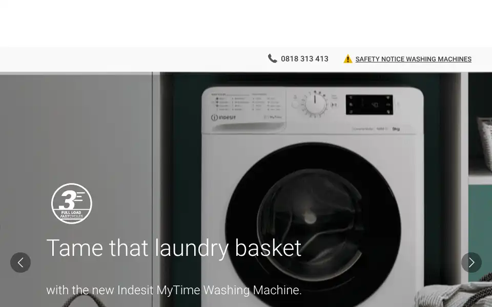 Screenshot of indesit.ie