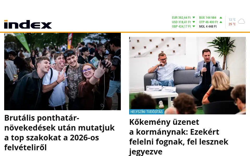Screenshot of index.hu
