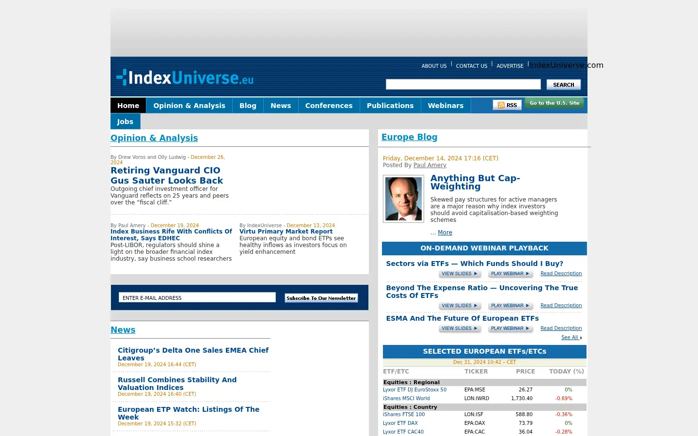 Screenshot of indexuniverse.eu
