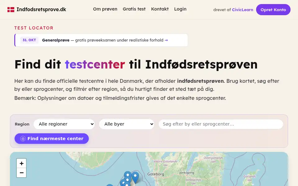 Screenshot of indfodsretsprove.dk