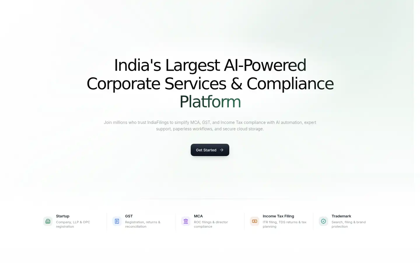 Screenshot of indiafilings.com