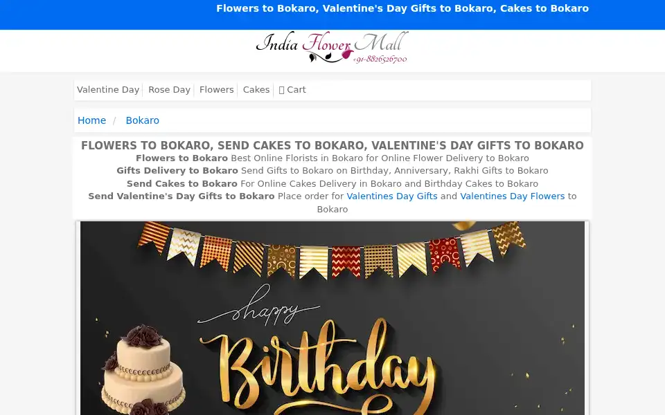 Screenshot of indiaflowermall.com