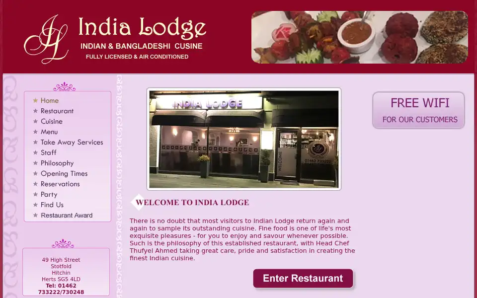 Screenshot of indialodge.co.uk