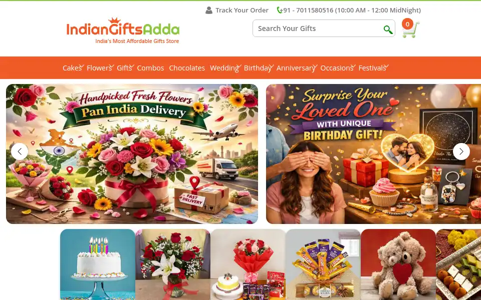 Screenshot of indiangiftsadda.com