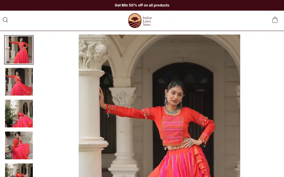 Screenshot of indianlinensaree.com