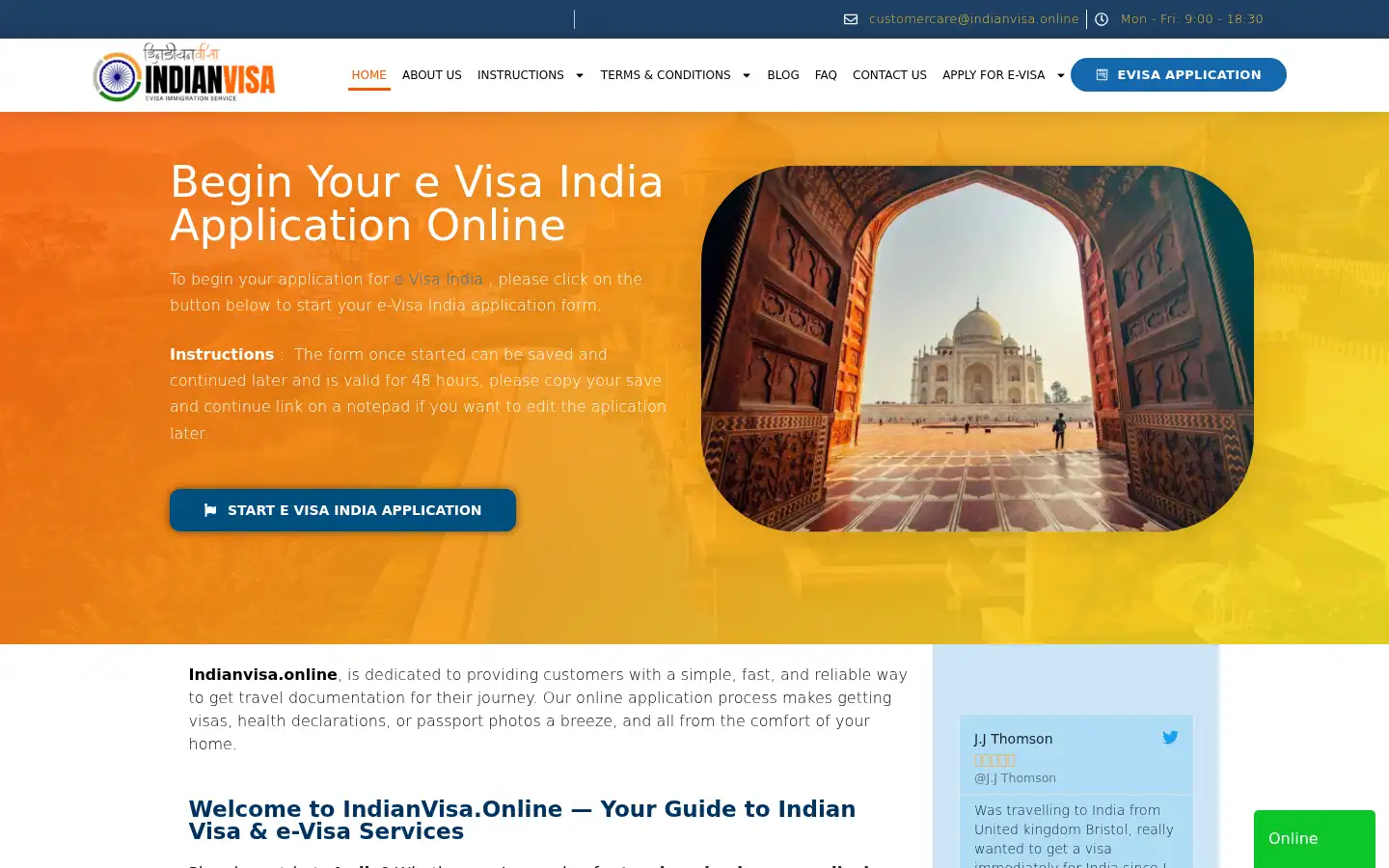 Screenshot of indianvisa.online