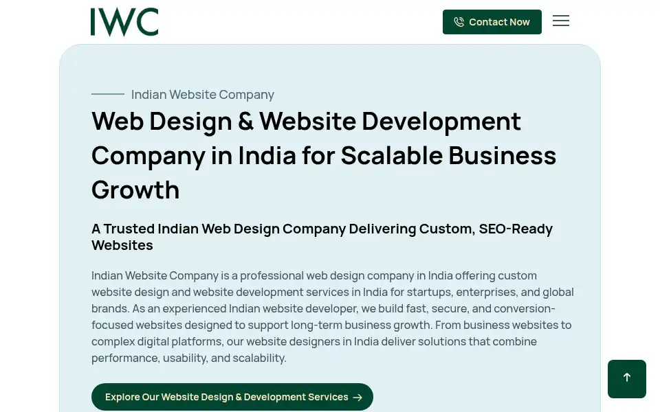 Screenshot of indianwebsitecompany.com
