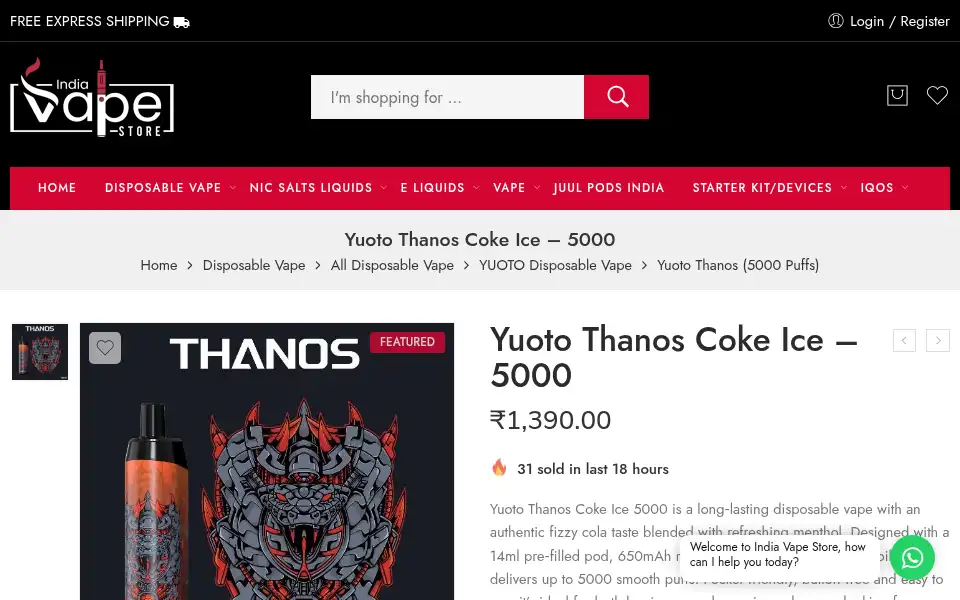 Screenshot of indiavapestore.com