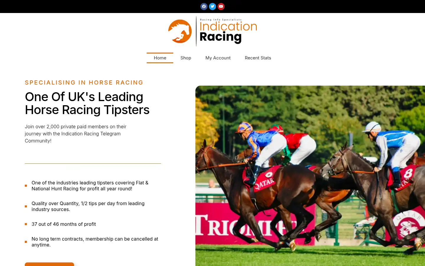 Screenshot of indicationracing.com