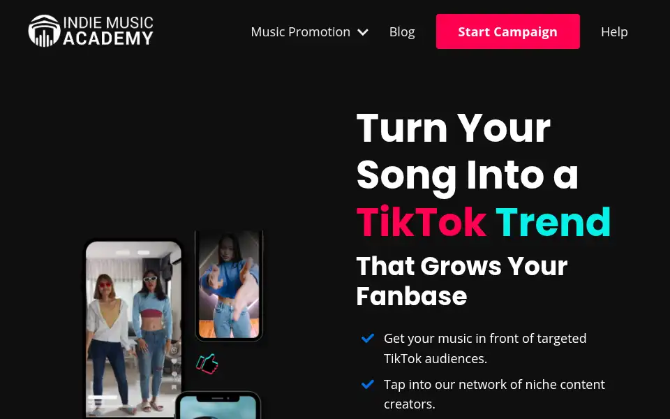 Screenshot of indiemusicacademy.com