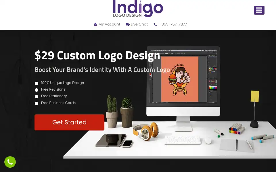 Screenshot of indigologodesign.com