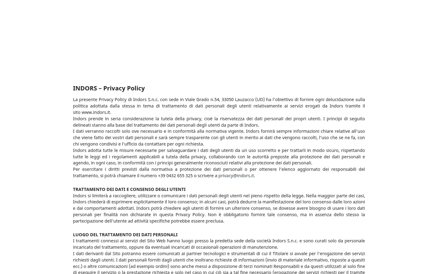 Screenshot of indors.it