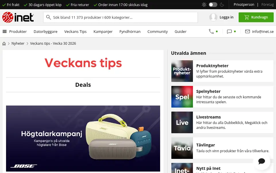 Screenshot of inet.se