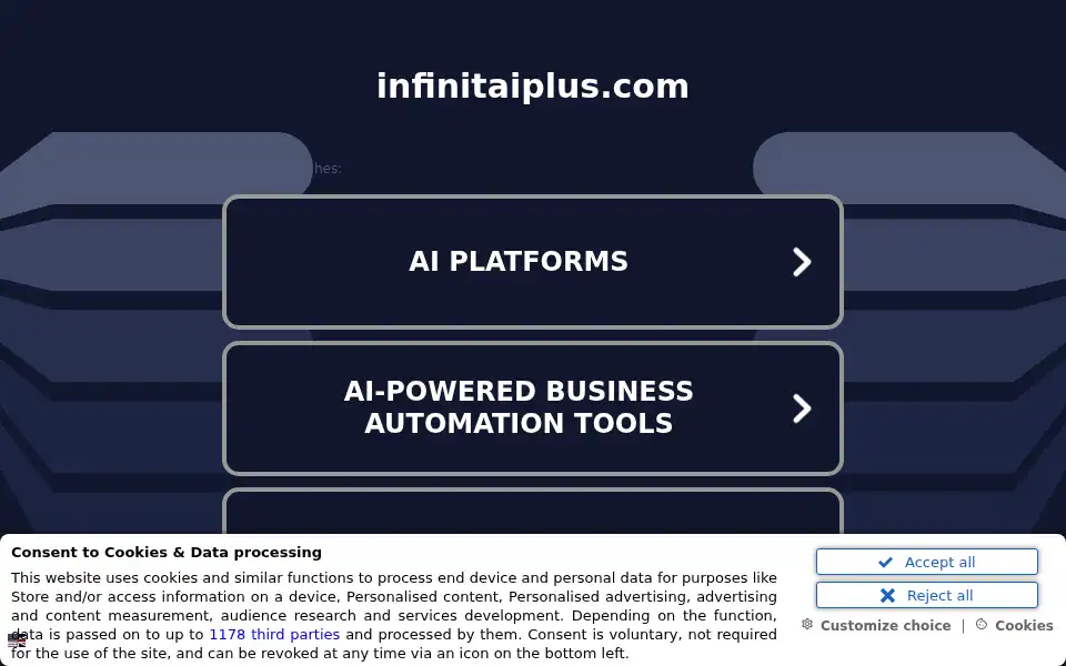 Screenshot of infinitaiplus.com
