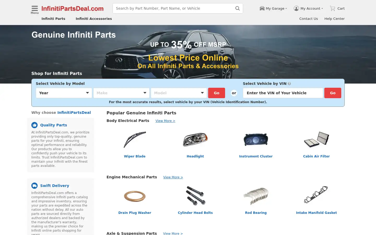 Screenshot of infinitipartsdeal.com