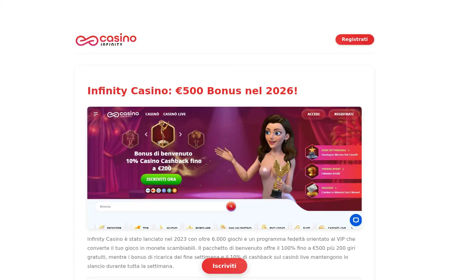 Screenshot of infinity-casino.it