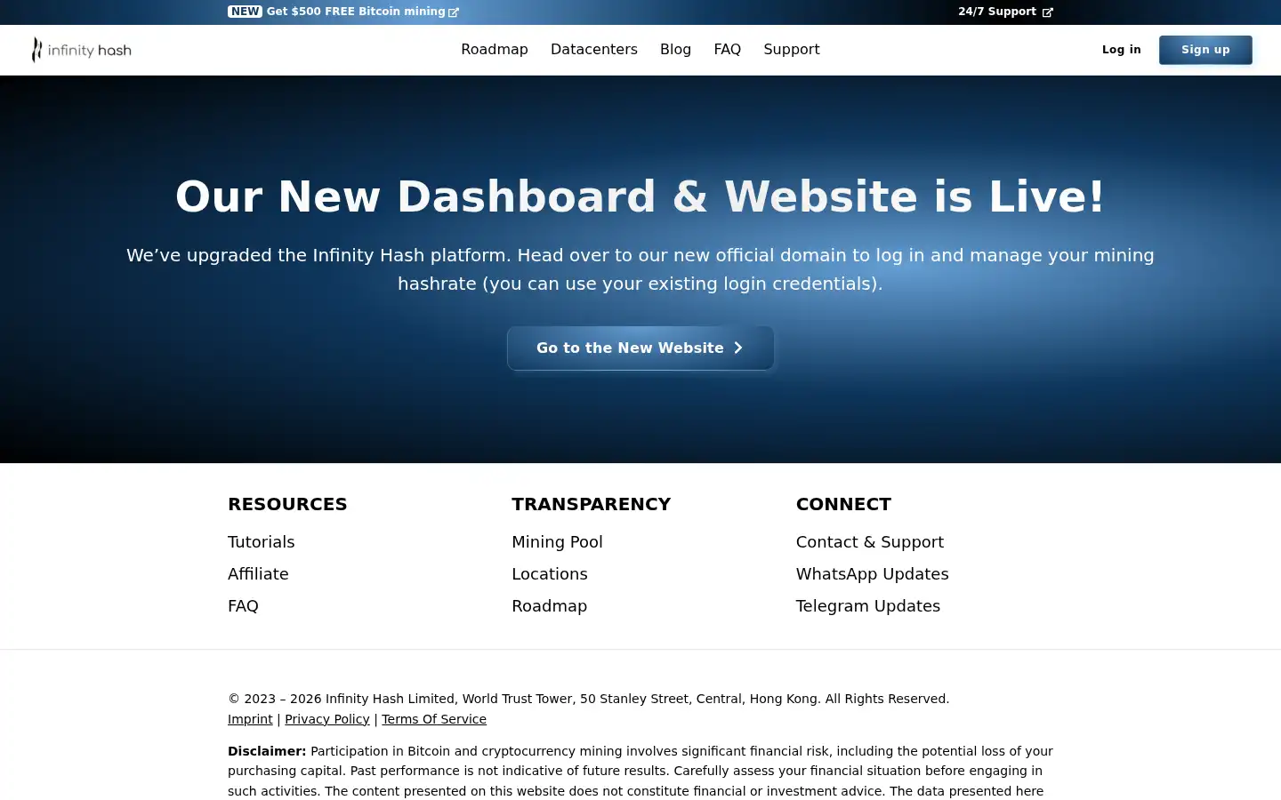 Screenshot of infinity-hash.io
