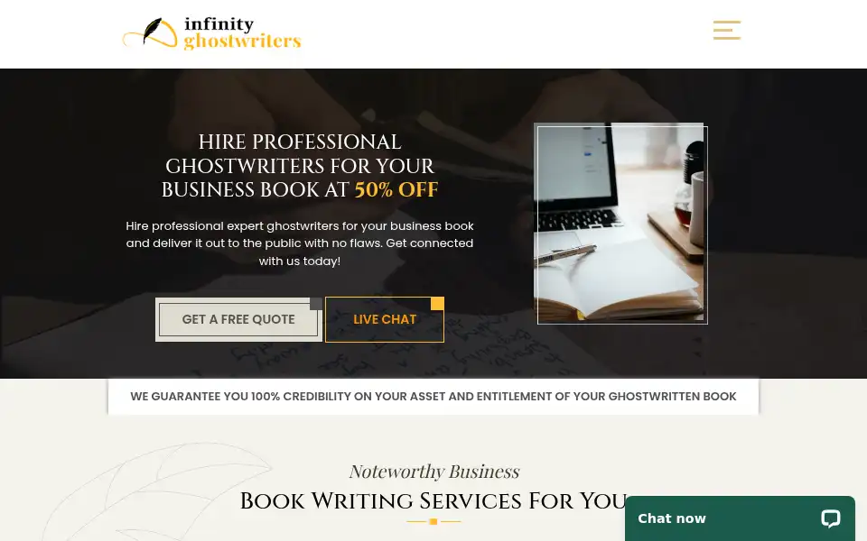 Screenshot of infinityghostwriters.com