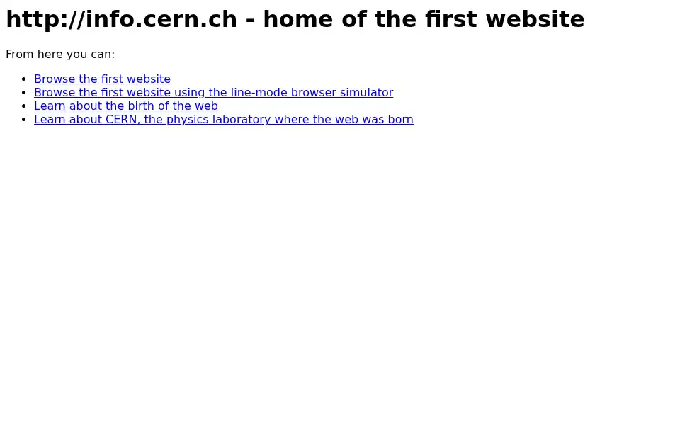 Screenshot of info.cern.ch