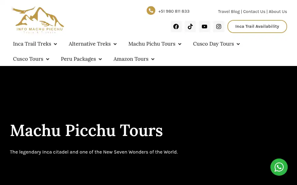 Screenshot of infomachupicchu.com