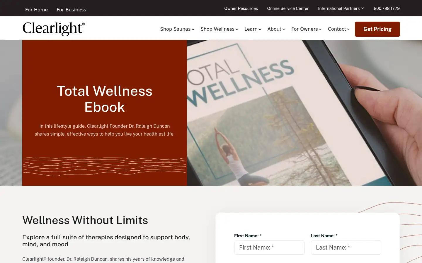 Screenshot of infraredsauna.com