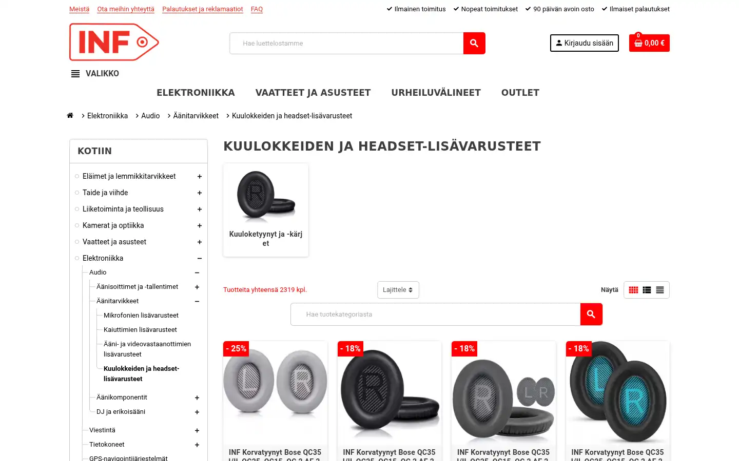 Screenshot of infshop.fi