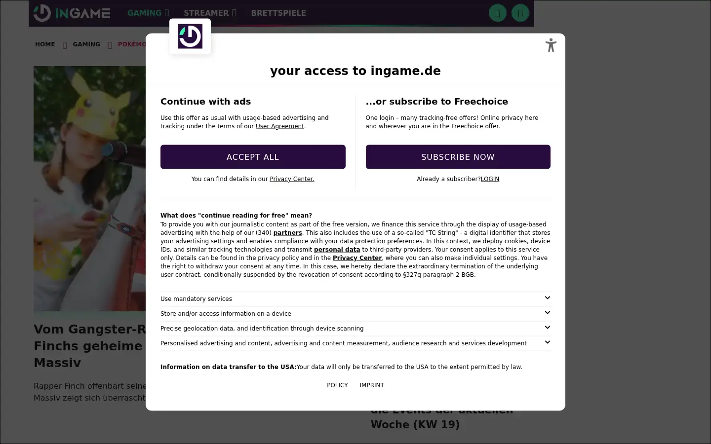 Screenshot of ingame.de