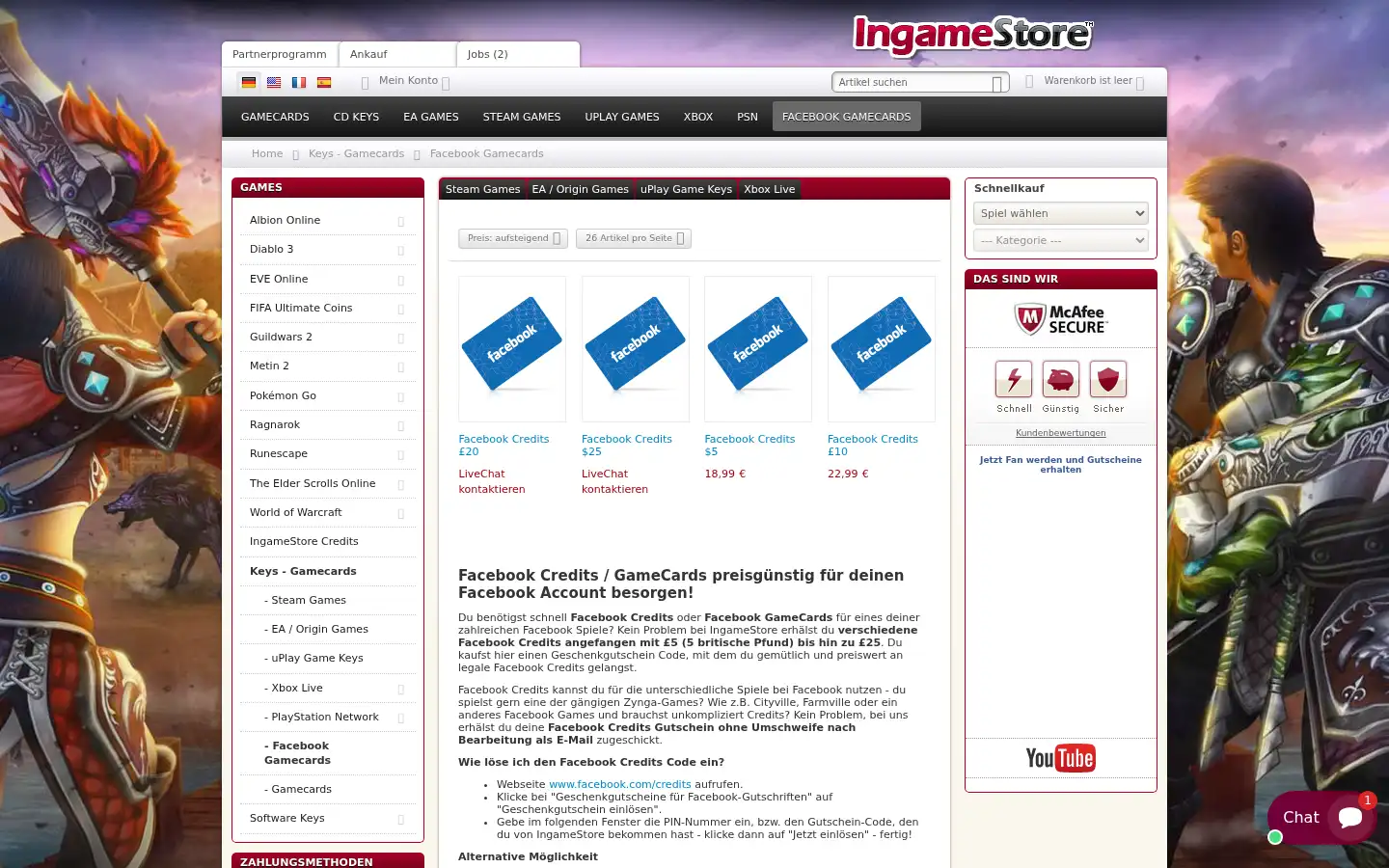 Screenshot of ingamestore.com
