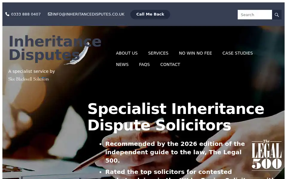 Screenshot of inheritancedisputes.co.uk