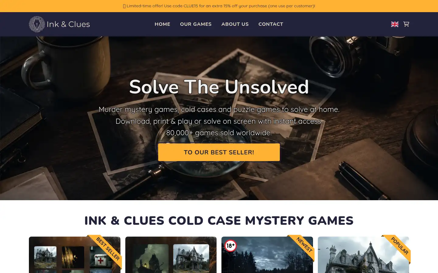 Screenshot of inkandclues.com