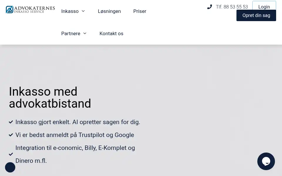Screenshot of inkassoadvokat.dk