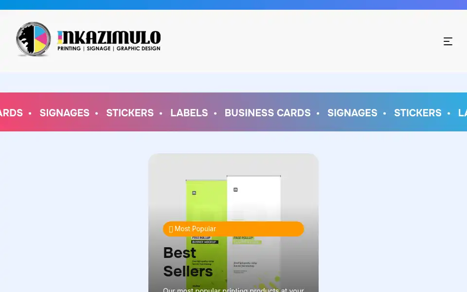Screenshot of inkazimuloprinting.co.za