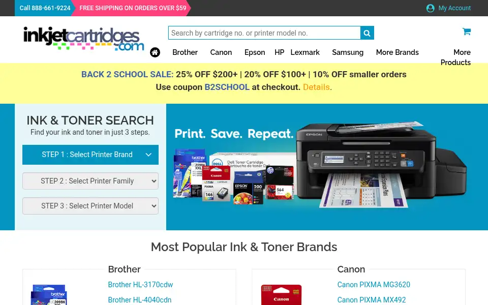 Screenshot of inkjetcartridges.com