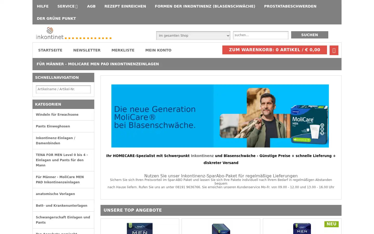 Screenshot of inkontinet-shop.de