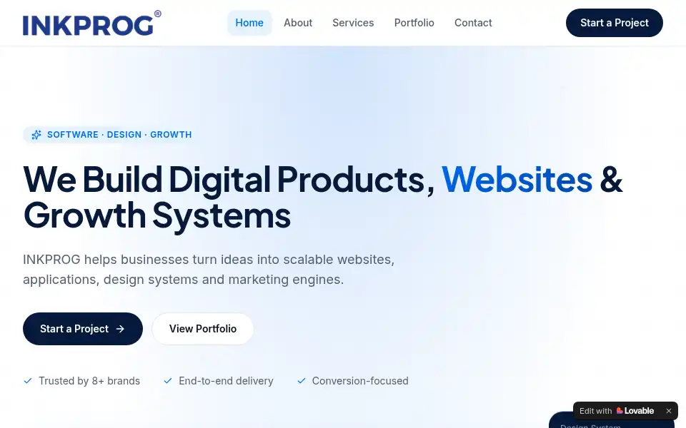 Screenshot of inkprog.com