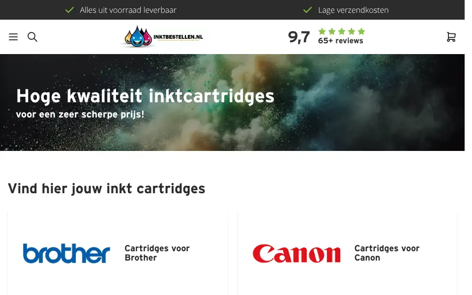 Screenshot of inktbestellen.nl