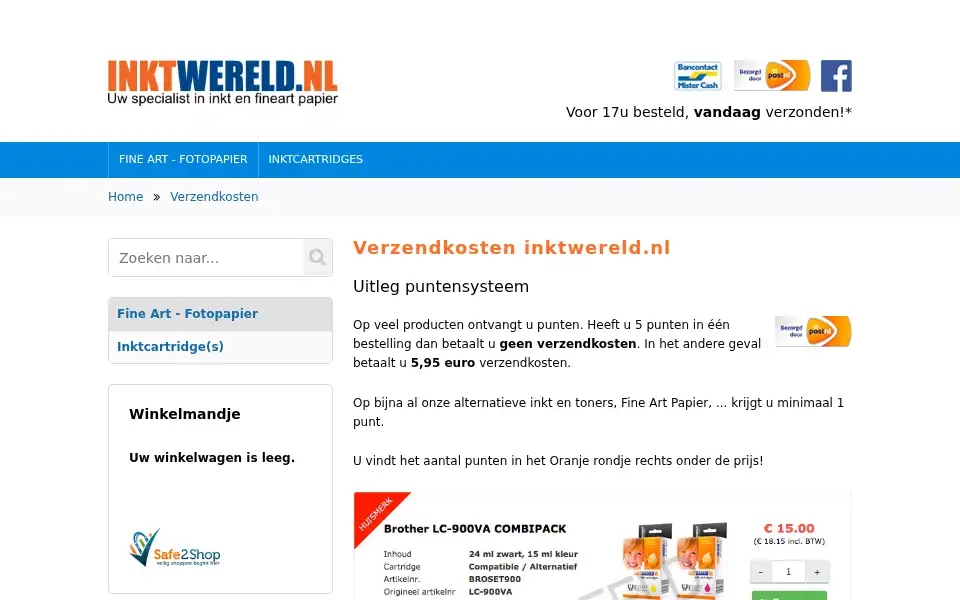 Screenshot of inktwereld.nl